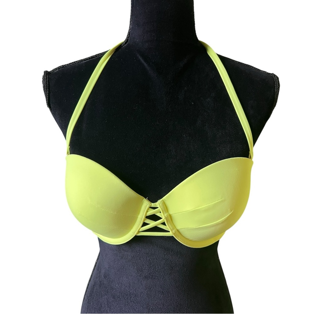 Victorias Secret Neon Yellow push-up bandeau Bikini‎ Top Women’s 34D